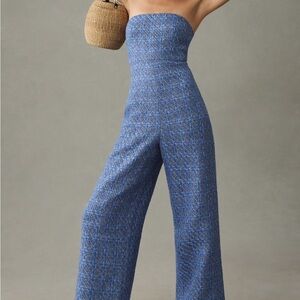 Strapless Wide-leg Tweed Jumpsuit